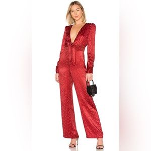 House Of Harlow 1960 x Revolve Size XS Vera Red Polka Dot Print Jumpsuit
